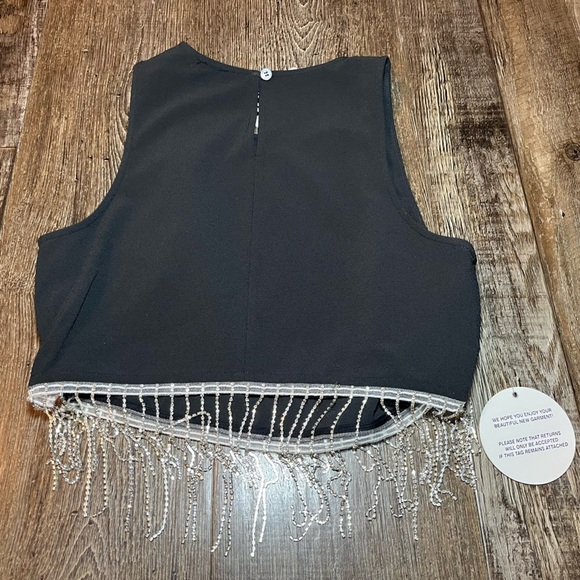 Staud NWT Kaz Top Bedazzled Fringe Crop Top Size 2 - Picture 6 of 6
